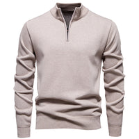 Casual Men's Solid Color Half-zip Sweater