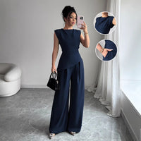 Irregular Hem Top And Wide-leg Pants Two-piece Set