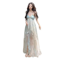 Printed Figure-flattering Resort-style Backless Slip Dress For Women