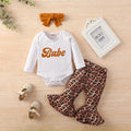 Printed Romper And Leopard-print Flared Trousers
