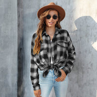 Plus Size Women's Long Sleeve Plaid Button Shirt