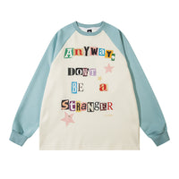 Men's Letters Multicolor Printing Autumn And Winter Couple Loose Long Sleeve Sweatershirt