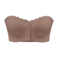 Seamless Front Button Underwear Non-slip No Heel Slippage Strapless Tube Top Women's Gathering Bra