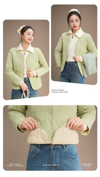 Women's Crew-neck Long-sleeve Thermal Cotton Jacket