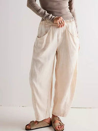 Spring New Arrival Cotton-Linen Solid-Color Fashionable Casual Loose Womens Pants