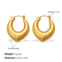 Fashion Exaggerated Metallic Gold Earrings, Simple & Versatile C-Shaped Half-Round Hoop Earrings