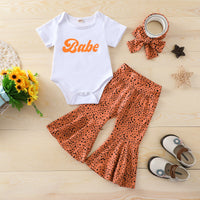 Summer Infant Toddler Letter Printing Bell-bottom Pants Suit