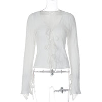 Fashion Cardigan Lace-up Backless Long Sleeve Women