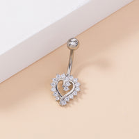 New Product Simple Micro-inlaid Heart-shaped Belly Button Nail Zircon