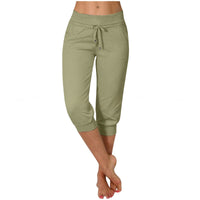 Women's Knitted Cropped Casual Slim-Fit Trousers