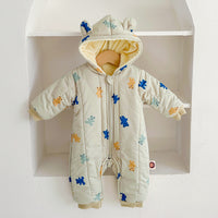 Baby Thickened Cute Cartoon Compressed Cotton Children Thermal Quilted Rompers Jumpsuit