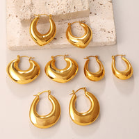 Fashion Exaggerated Metallic Gold Earrings, Simple & Versatile C-Shaped Half-Round Hoop Earrings