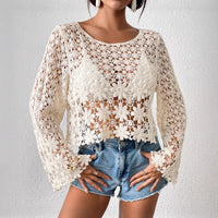 Women's Fashion Round Neck Loose Hollow Long Sleeve