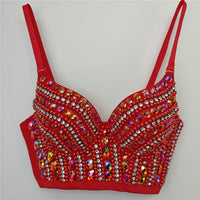 Bubble Bead Acrylic Hand-Sewn Rhinestone Fishbone Bra