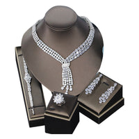 Bride Wedding Jewelry Suit Zircon Tassel Necklace Earrings Four-piece Set