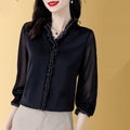 New Solid Color Chiffon Long-sleeved Shirt For Women