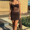 Lace Sexy Strapless Open-Back Spliced Slip Dress
