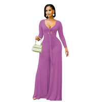Women's Solid Color Fashion Long Sleeve Jumpsuit