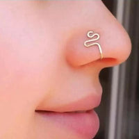 Handmade Copper-plated Real Gold Non-perforated False Nose Ring Nail U-shaped Nose Clip To Wear Nose Ornament