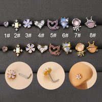 Geometric Colored Zircon Stainless Steel L-bar Nose Nail