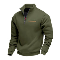 Men's Warm Stand Collar Contrast Stripes Sport Sweatshirt