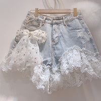 High-waisted Shorts With Diamond Korean Jeans