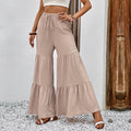 Women's Casual Elastic High-Waist Patchwork Flare Pants