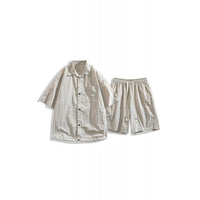 Men's Loose Shorts Casual Shirt Hemp Light Breathable Non-stick Two-piece Set