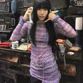 Plaid Gauzy Bottoming Shirt Long-sleeved T-shirt Mid-length Top