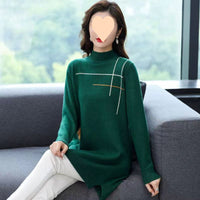 Half Turtleneck Western Style Mom Mid-length Sweater