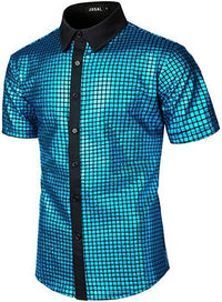 Sequined Button-down Shirt 70 S Disco Party Cosplay Clothing