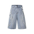 High-Street Nostalgic Washed Straight-Leg Sophisticated Casual Short Denim Jeans