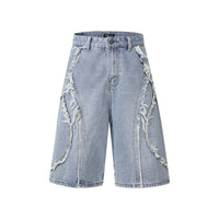High-Street Nostalgic Washed Straight-Leg Sophisticated Casual Short Denim Jeans