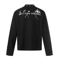 New American-style Retro Dark-themed Trendy Printed Mens Long-sleeve Shirt