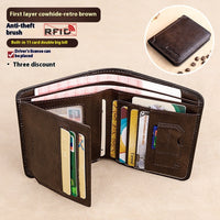 Men's Wallet RFID Anti-theft Swiping Ultra-thin First Layer Cowhide