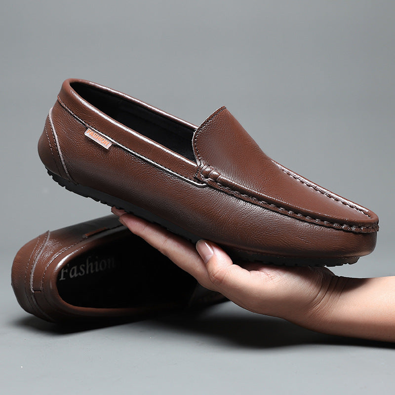 Soft Bottom Breathable One Pedal Male Slip-on Casual Leather Shoes