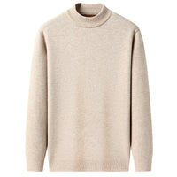 Containing Double Face Wool Leather Velvet Men's Half-high Collar Velvet Padded Sweater