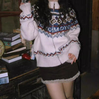 Women's Thick Retro College Style Knitted Sweater