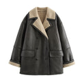 Women's Fashion Temperament Commute Lapel Double-sided Overcoat Jacket