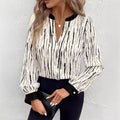 Elegant Womens Long-Sleeve V-Neck Top