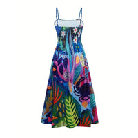 European And American-style Printed Vacation-look Tube Dress