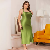 Womens Solid-Color Camisole Backless Viscose Nightdress