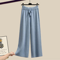 Three-piece Vest Thickened Sweater Wide-leg Pants Women's Suit