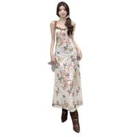 Butterfly Floral Dress French-style Slip Dress Women's Summer