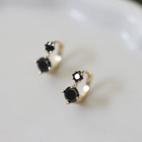 S925 Sterling Silver Gold Plated Black Zircon Earrings