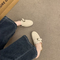 2026 Women's Slip-On Birkenstock Style Mules, French Retro Thick Sole Closed Toe Half Slippers, Casual Outdoor Shoes