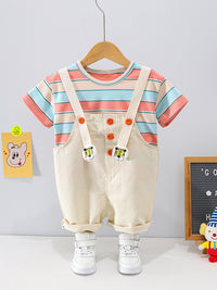 Summer Boys' Striped Suspender Pants Cute