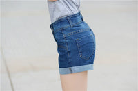 Women's Hem Denim Shorts With Double Buttons And Two Colors