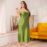 Womens Solid-Color Camisole Backless Viscose Nightdress
