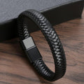 Mens Vintage Leather Bracelet With Leather Magnetic Clasp